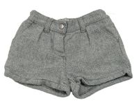 Šedo-bílé melírované vlněné kraťasy Next