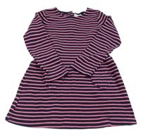 Tmavomodro-ružové pruhované šaty Topolino