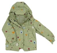 Světlezelená šusťáková jarní bunda s příšerkami a kapucí TCM