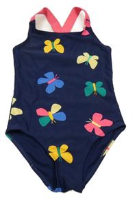 Tmavomodré jednodílné plavky s motýly 