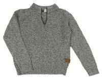 Tmavomodro-sivý melírovaný sveter so stojačikom Yigga