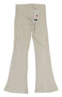 Nové - bielo-staroružové rebrované flare nohavice F&F