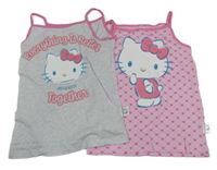 2x košieľka  s Kitty - šedá + růžová vzorovaná Sanrio