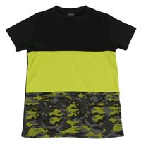 Černo-zeleno-army sportovní tričko 
