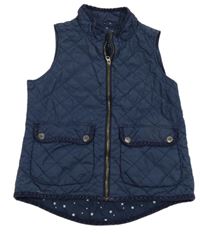 Tmavomodrá šusťáková prošívaná zateplená vesta GAP