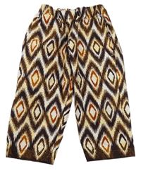 Bielo-hnedo-hrdzavé vzorované nohavice