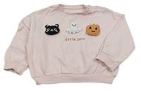 Svetloružová oversize mikina s duchem a tekvicou George