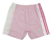 Svetloružová -biele šušťákové športové kraťasy Adidas