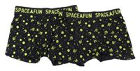 2x černo-zelené boxerky s planetami 