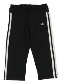 Černé sportovní capri legíny s pruhy Adidas
