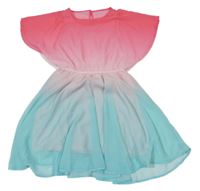 Ružovo-svetlomodré ombré šifónové šaty H&M