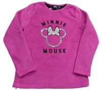 Ružová chlpatá pyžamová mikina s Minnie Disney