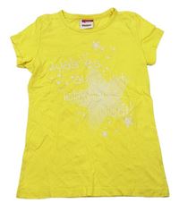 Žlté tričko s nápisom a hviezdičkami Yigga