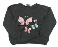 Sivý sveter s motýly H&M