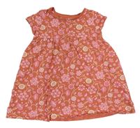 Oranžové bavlnené šaty s kvietkami Mothercare