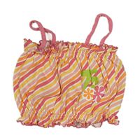 Ružovo-oranžový pruhovaný crop top s číslom zn. Lynnat