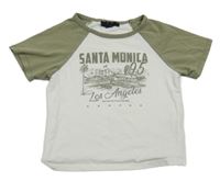 Bílo-khaki crop tričko s potiskem New Look 