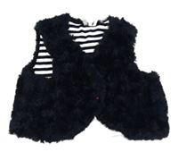 Tmavomodrá kožušinová zateplená vesta