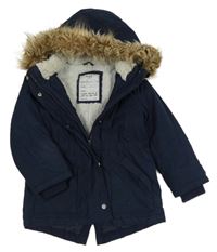 Tmavomodrá šušťáková zimná bunda s kapucňou zn. M&S