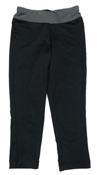 Čierne športové capri legíny so sivým pasom Crane