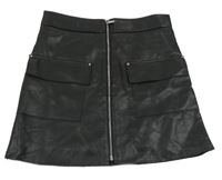 Čierna koženková prepínaci sukňa River Island