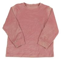 Svetloružová plyšová mikina s leopardmi