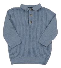 Modrošedý vzorovaný sveter s golierikom Next