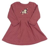 Ružové teplákové šaty so sovami a bodkami Topolino