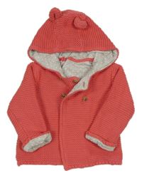 Růžový propínací podšitý svetr s kapucí M&S