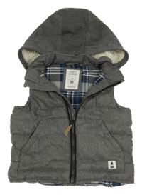 Sivá plátenná zateplená vesta s kapucňou Reserved