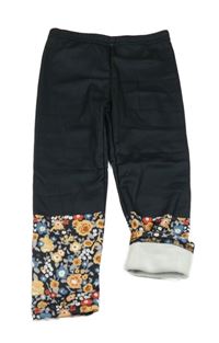 Tmavosivé zateplené legíny s kvietkami Shein