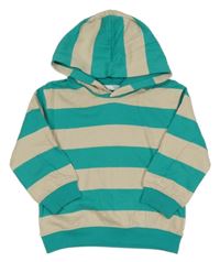 Zeleno-béžová pruhovaná mikina s kapucňou M&S