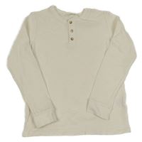 Smotanové vzorované tričko s gombíkmi H&M