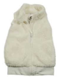 Smetanová chlupatá podšitá vesta s rolákem 