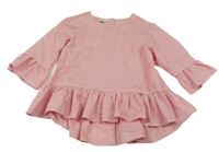 Červeno-bílá proužkovaná tunika s volánkem Miniconf