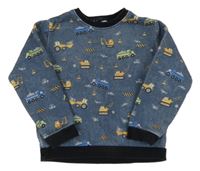 Modrošedá mikina s autami