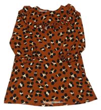 Hnedo-čierno-smotanové vzorované ľahké šaty s volánikmi Matalan