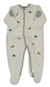 Bílý prošívaný zateplený overal se zvířátky LIttle me