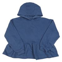 Tmavomodrá rebrovaná peplum mikina s kapucňou Primark