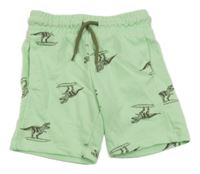 Svetlozelené teplákové kraťasy s dinosaurami H&M