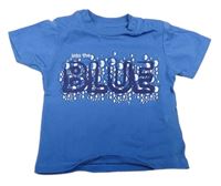 Modré tričko s nápisom a bublinkami KANZ