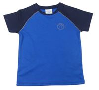 Cobaltovoě modro-tmavomodré športové tričko s loptou Topolino