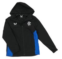 Černo-cobaltově modrá šusťáková sportovní bunda s logem a kapucí CASTORE