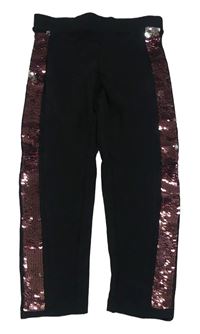 Čierne legíny s pruhem z překlápěcích flitrů zn. Nutmeg