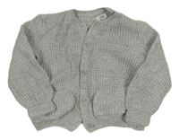 Sivý melírovaný rebrovaný prepínaci sveter s nápismi RIVER ISLAND