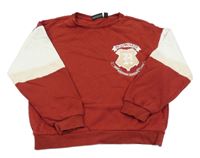 Rezavo-bílo-světlepudrová mikina s erbem - Harry POtter 