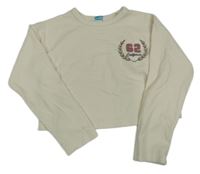 Smetanové žebrované crop mikinotriko s číslom PRIMARK