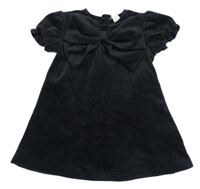 Černé plyšové šaty s mašlí H&M