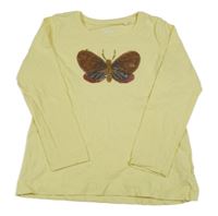 Žluté triko s motýlkem z překlápěcích flitrů Topolino