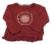 Rezavé triko s ježečkem a volánkem lupilu